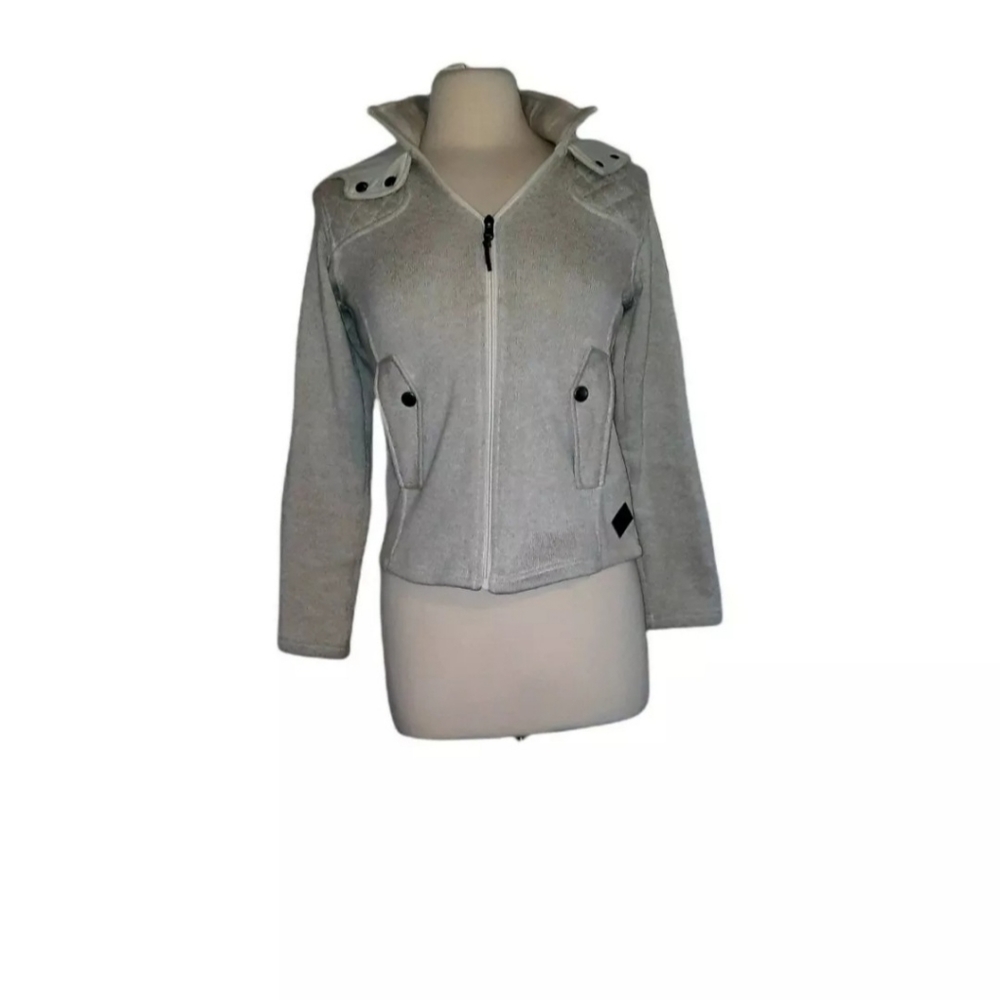 Eddie Bauer PS Hooded Sweater Jacket Quilted Beige Sustainable coat subs…